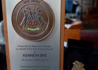 The Civic Award Ken received for his contribution to public safety